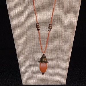 Orange & copper stone necklace & earring set